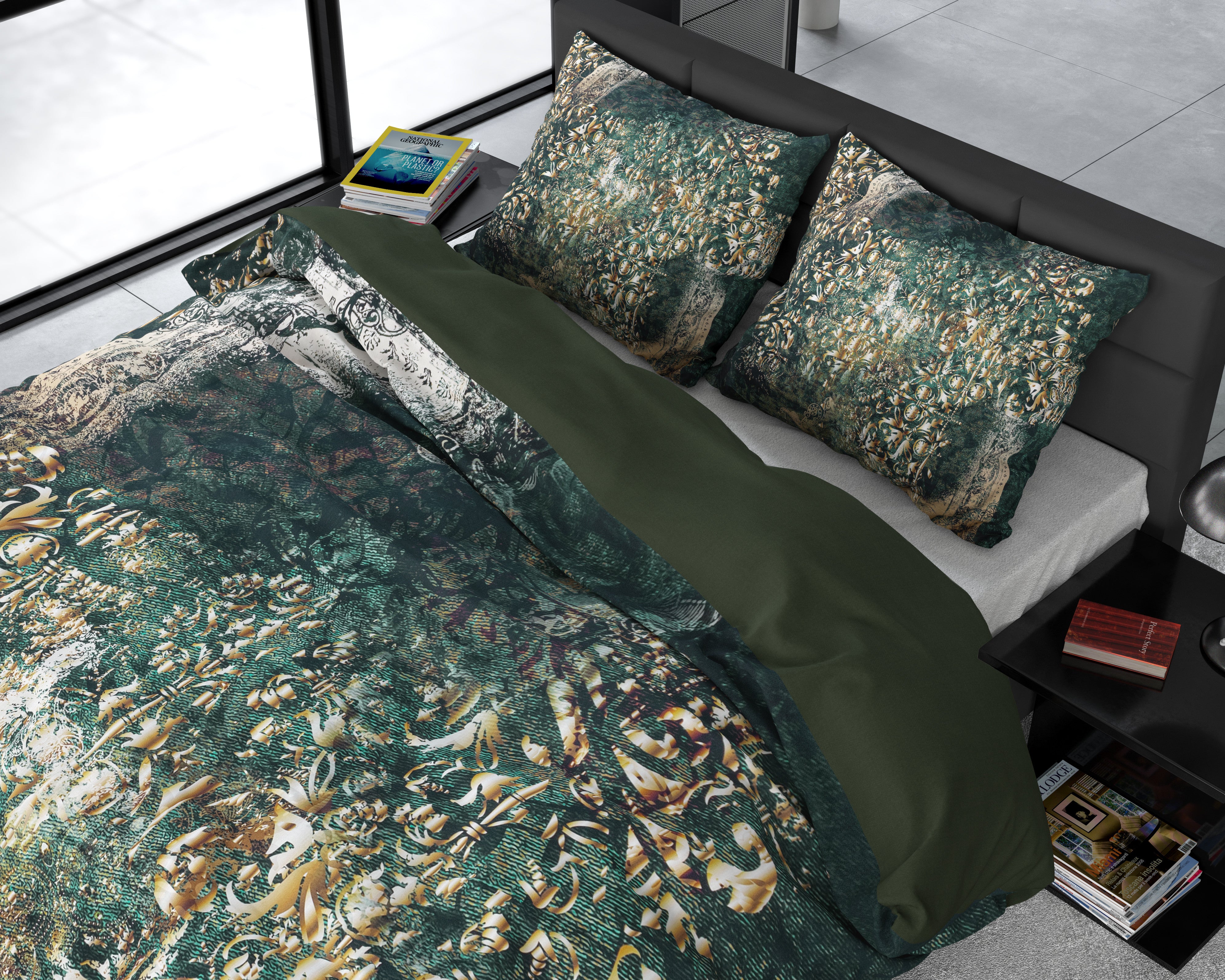 NordDream Wild Satijn Nairobi Green pussilakana 200x200/220 vihreä satiini