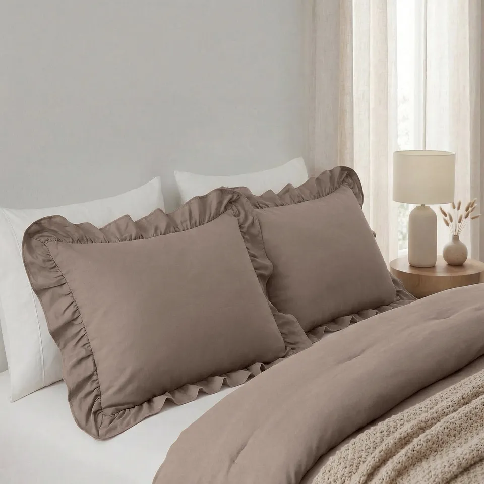 NordDream Lazy Ruffles tyynyliina taupe 60x70 2 kpl