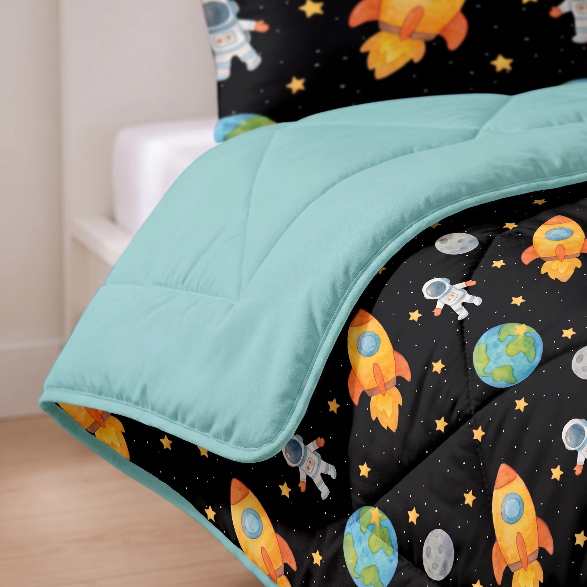 NordDream Lazy Astronaut lastenpeitto 140x200 musta pestävä