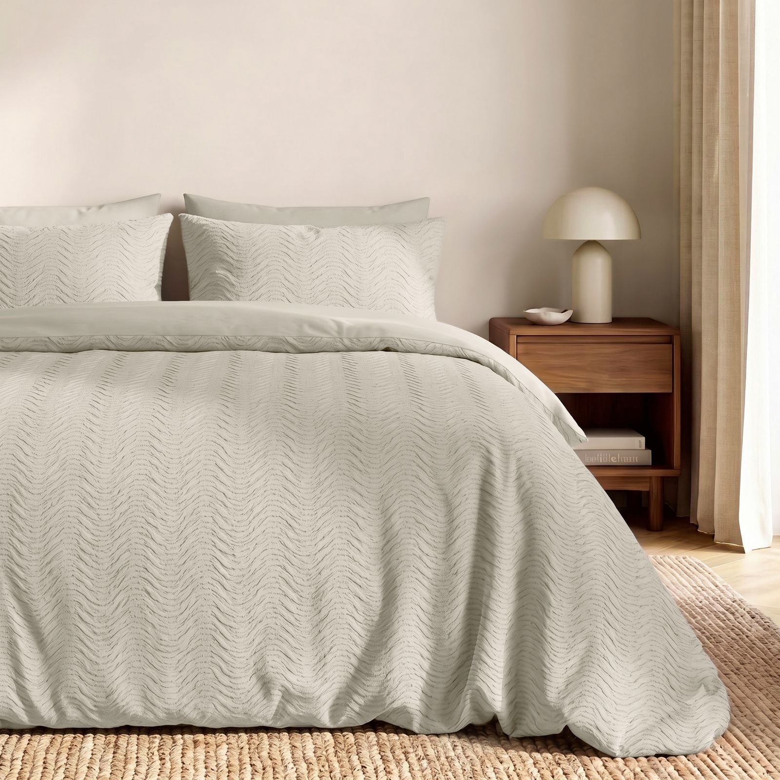 NordDream Embossed Curve 3D pussilakana cream 140x200 mikrokuitu