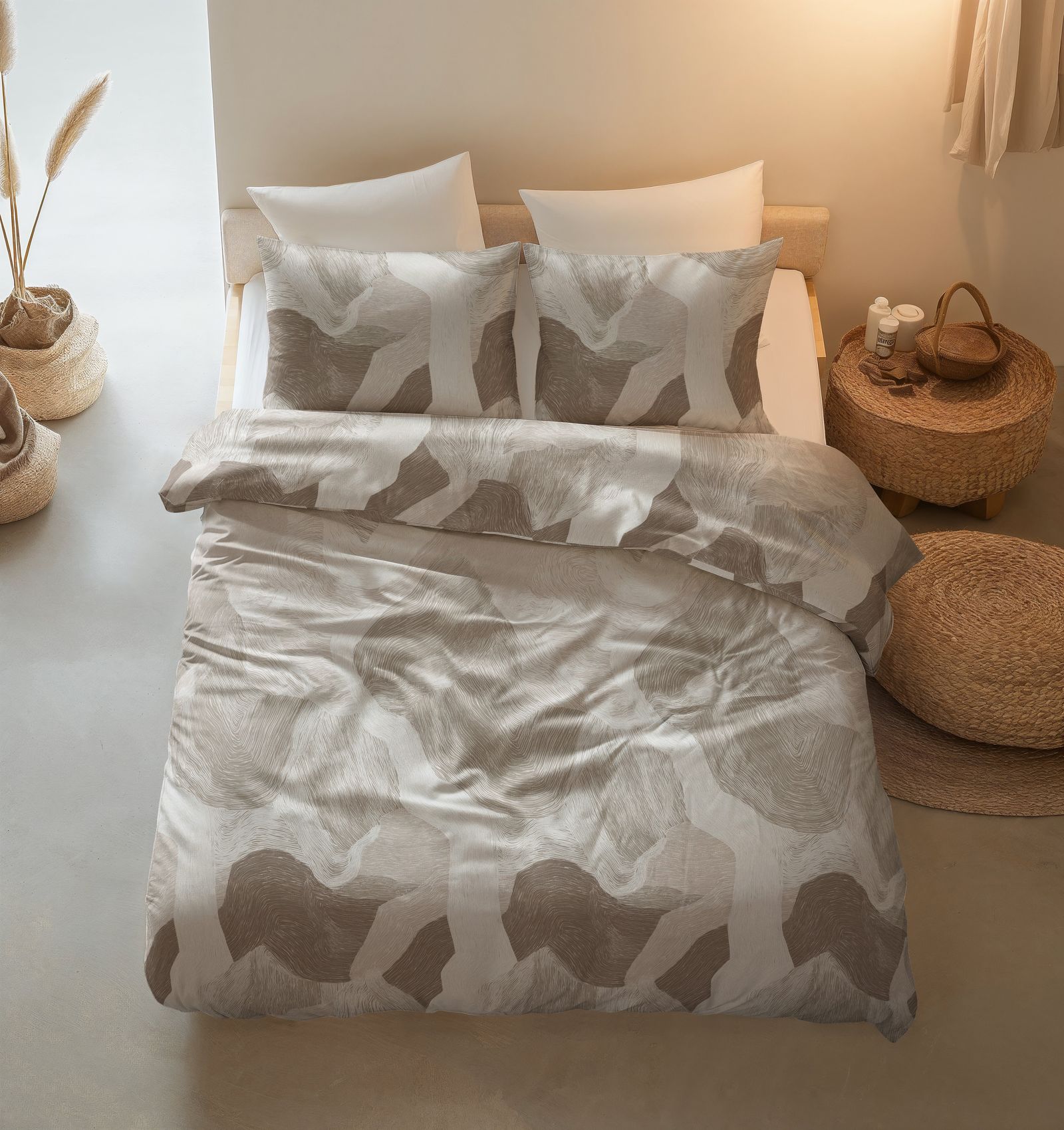 NordDream Pure Echo beige pussilakana 140x220 puuvilla
