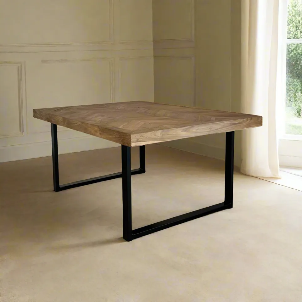 Sasus Fishbone sohvapöytälevy tiikki 80x120 kalanruoto