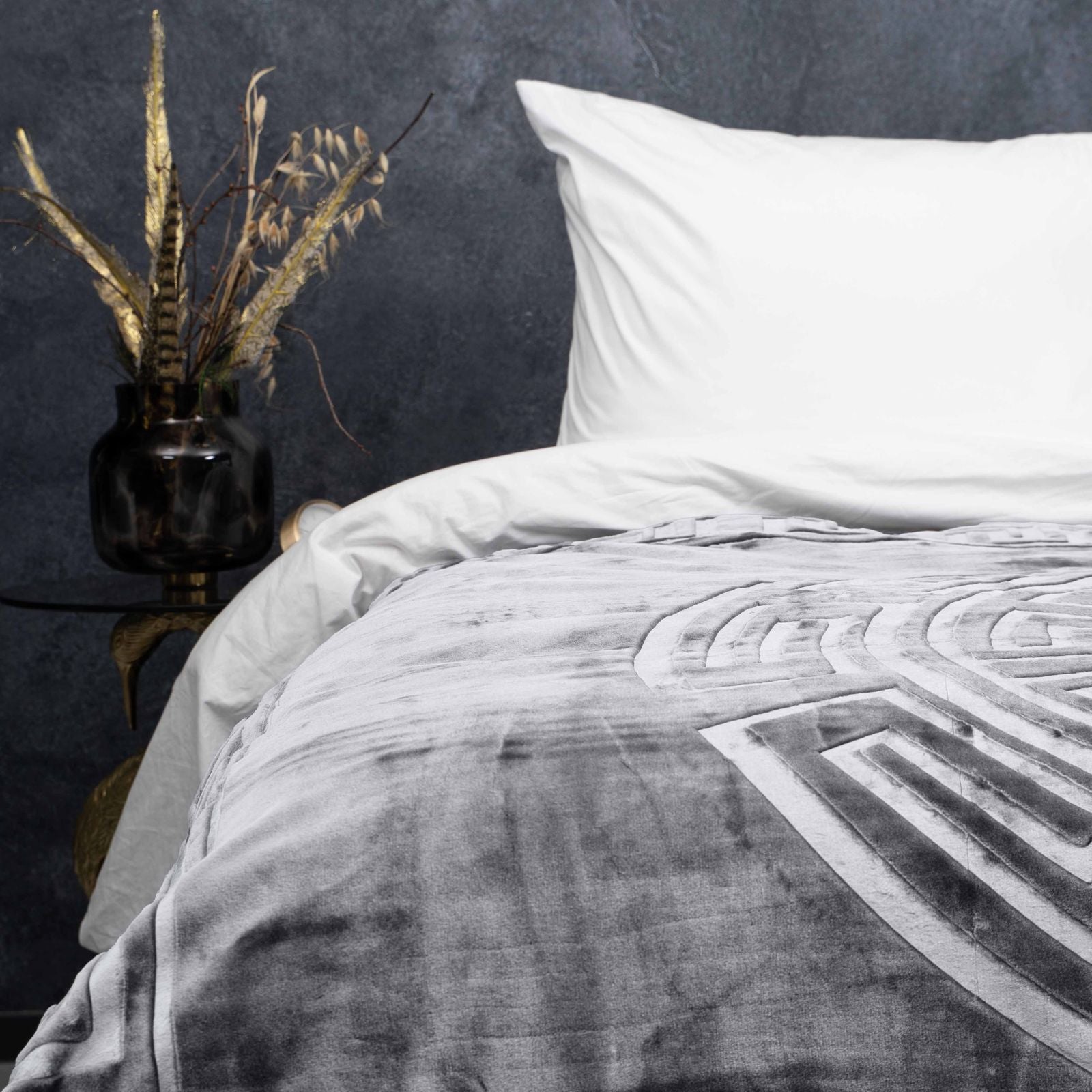 NordDream Embossed Zeta pussilakana 200x240 harmaa mikrokuitu