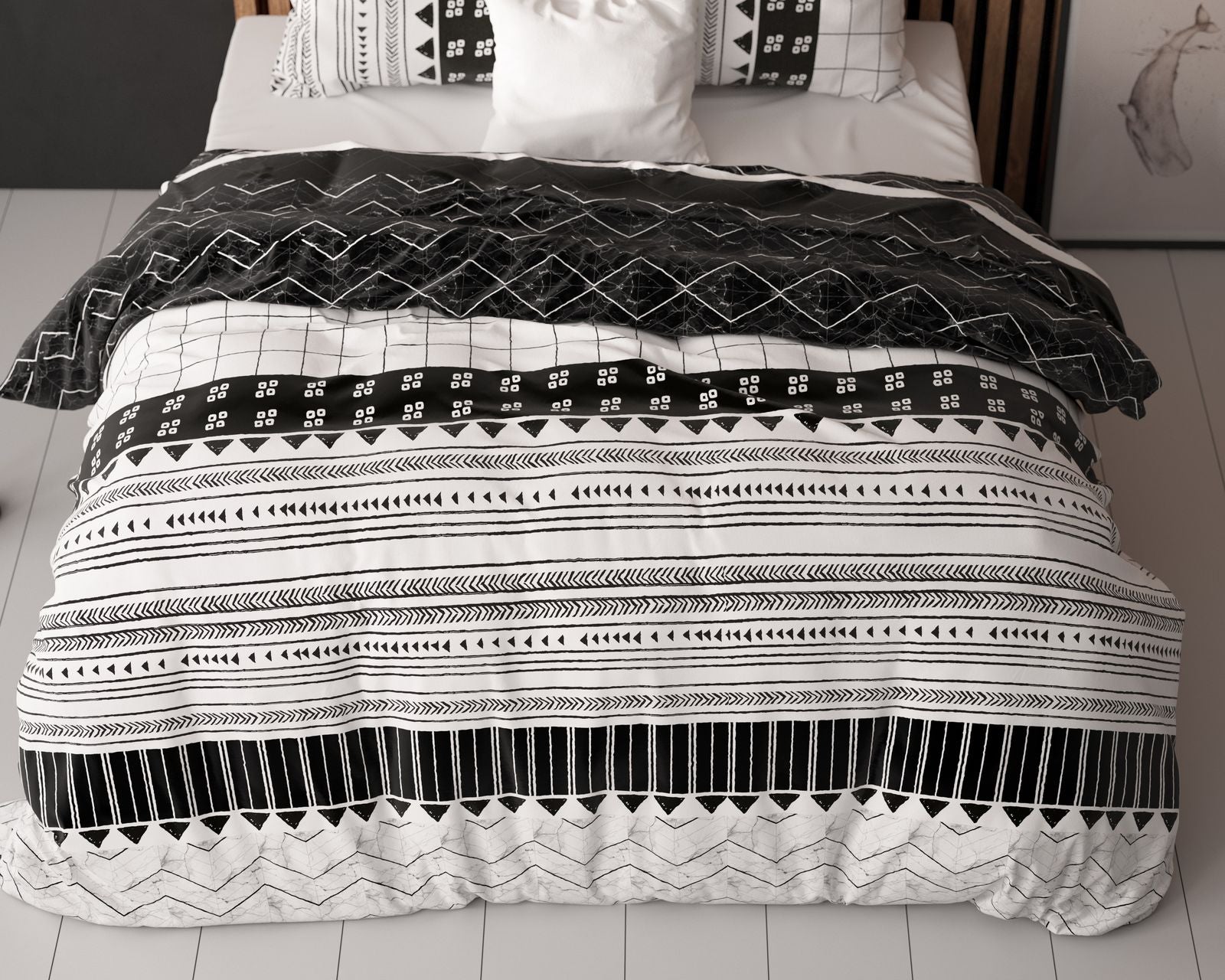 NordDream Elegance Artic Stripe pussilakana 200x220 valkoinen silitysvapaa
