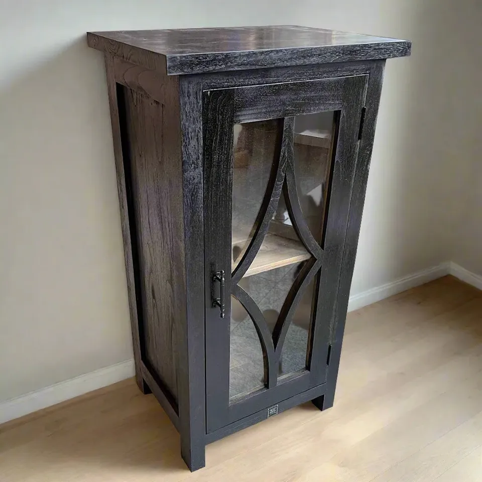 Sasus Verona vitriinisenkki tiikki musta 50x39x94 cm