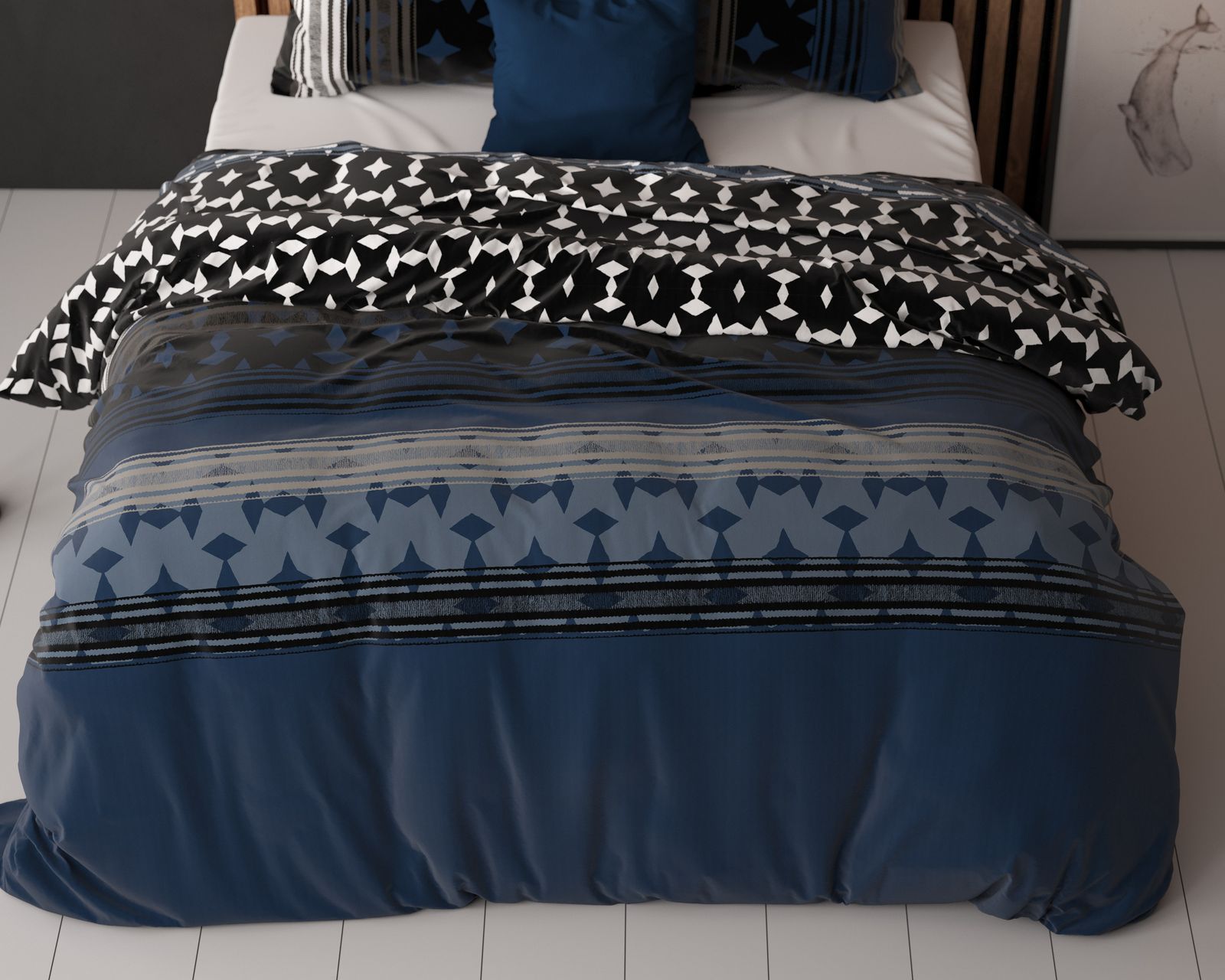 NordDream Elegance Scanda pussilakanasetti 240x220 tummansininen