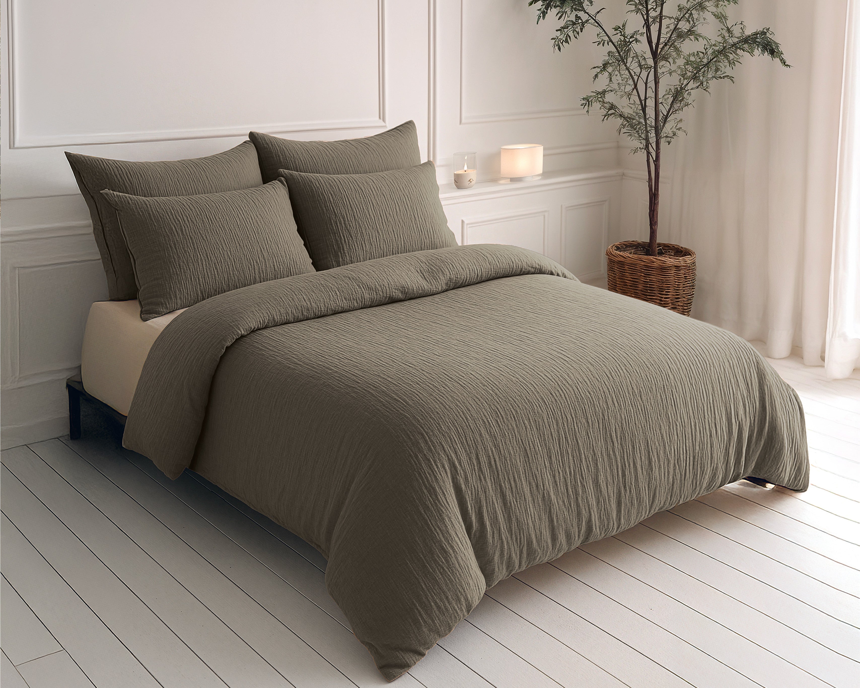 NordDream Lazy mousseline peitto 240x200 taupe pestävä