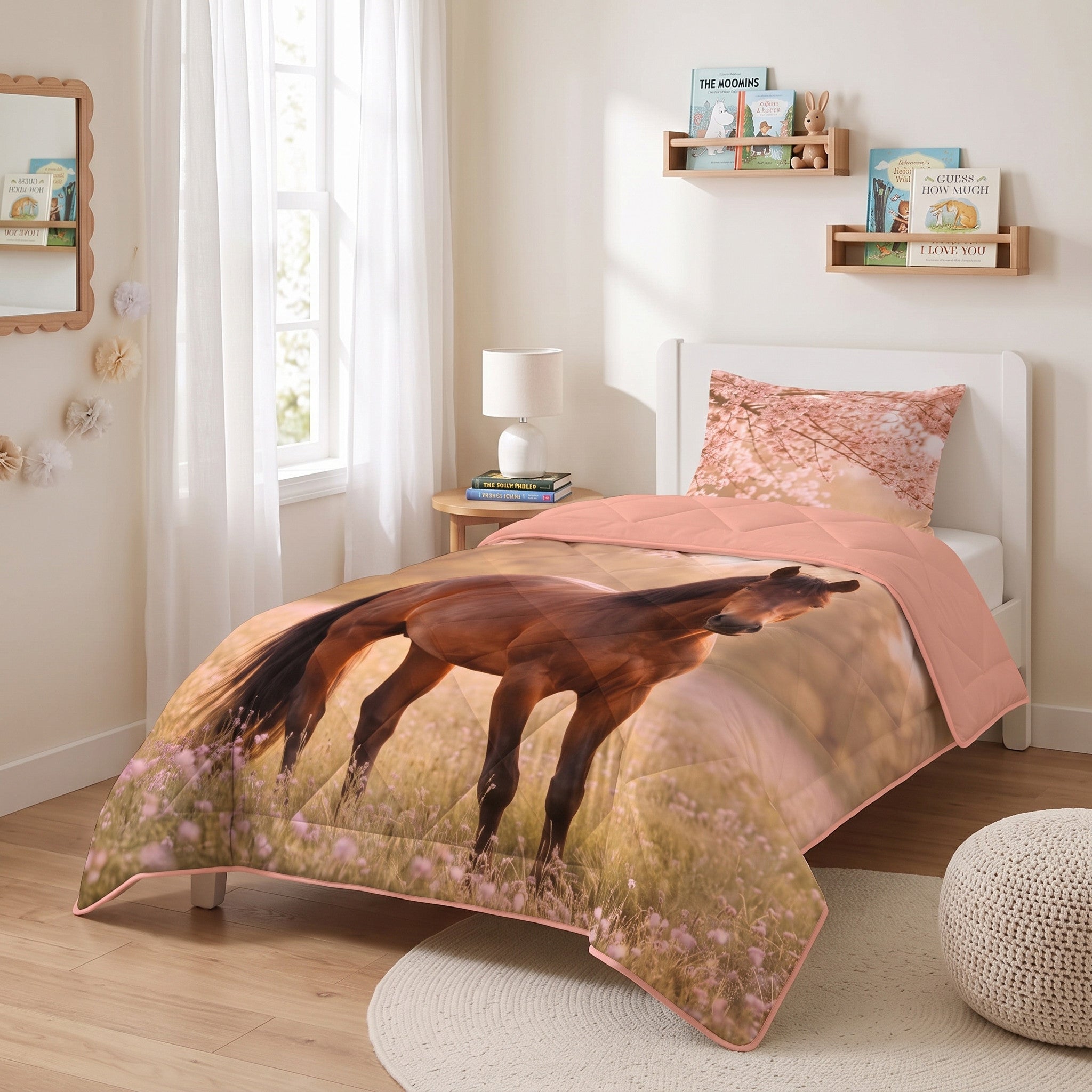 NordDream Lazy lastenpeitto hevonen roosa 140x200 pestävä