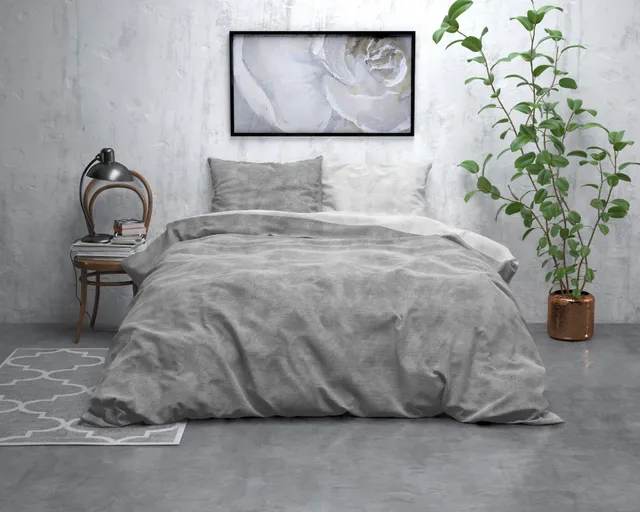 NordDream Flanel pussilakana Washed Cotton harmaa flanelli