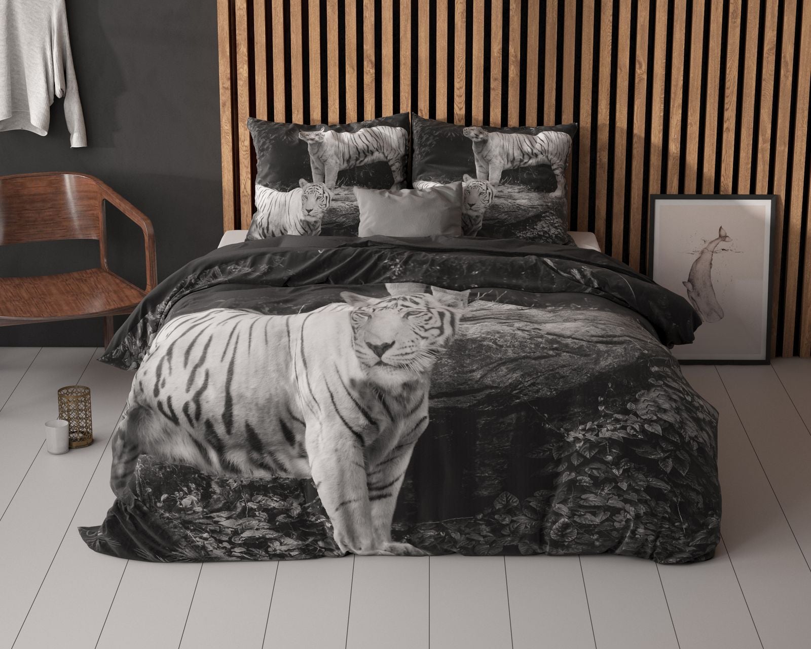 NordDream Pure Tigers pussilakana harmaa puuvilla
