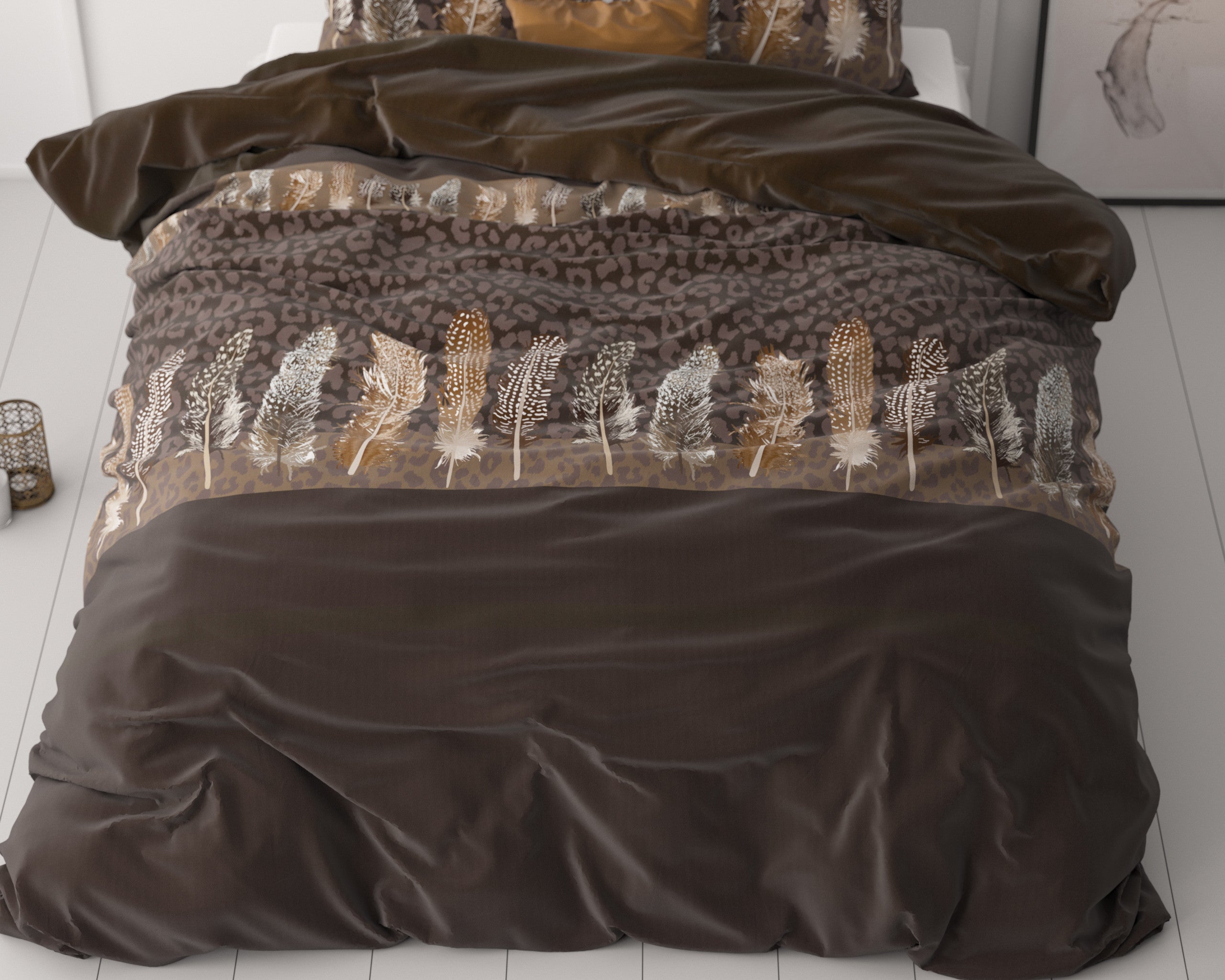 NordDream Classy Chocolate Feathers pussilakanasetti 200x200 ruskea