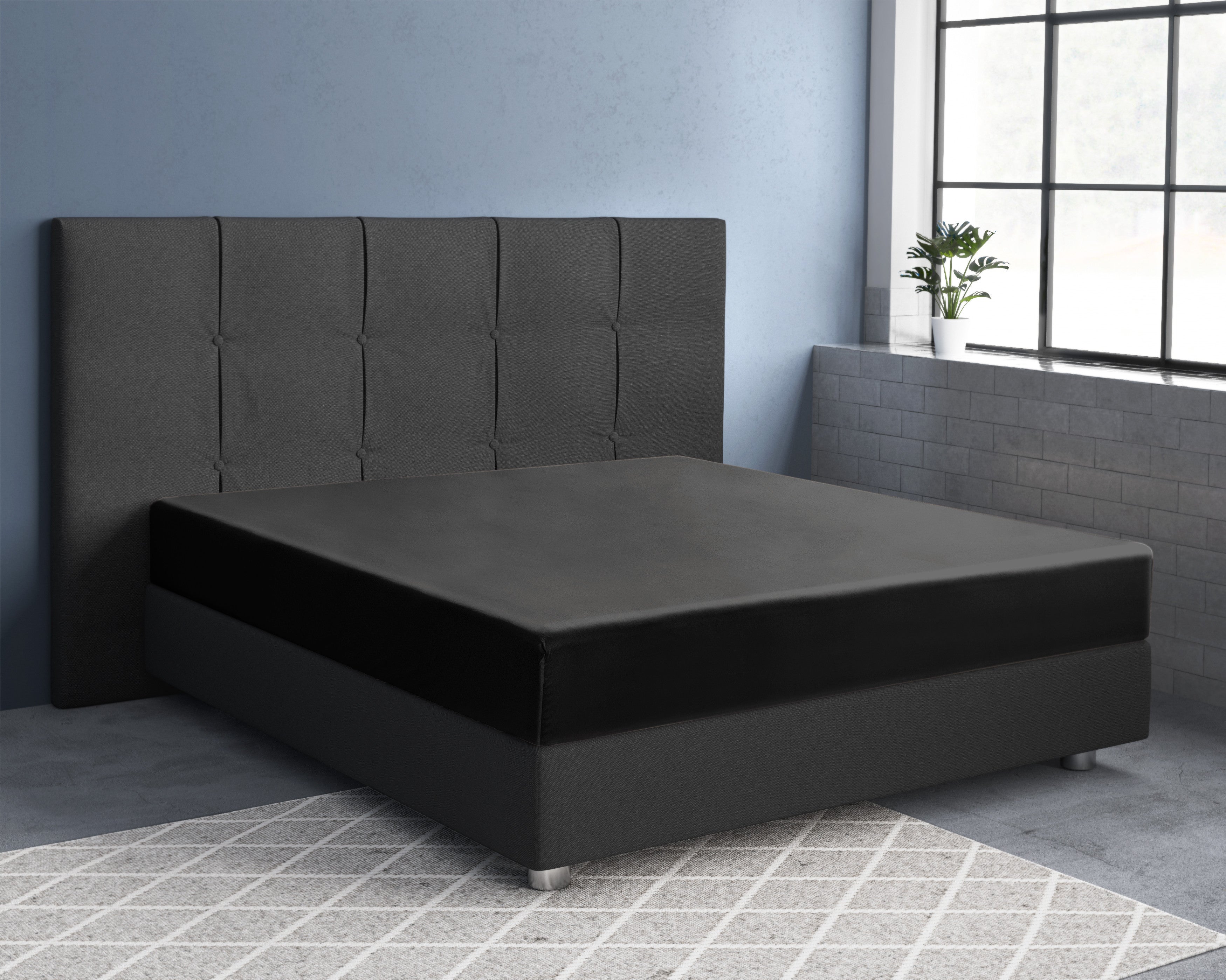 NordDream Satiini aluslakana musta 90x200 cm 1+1 puuvilla