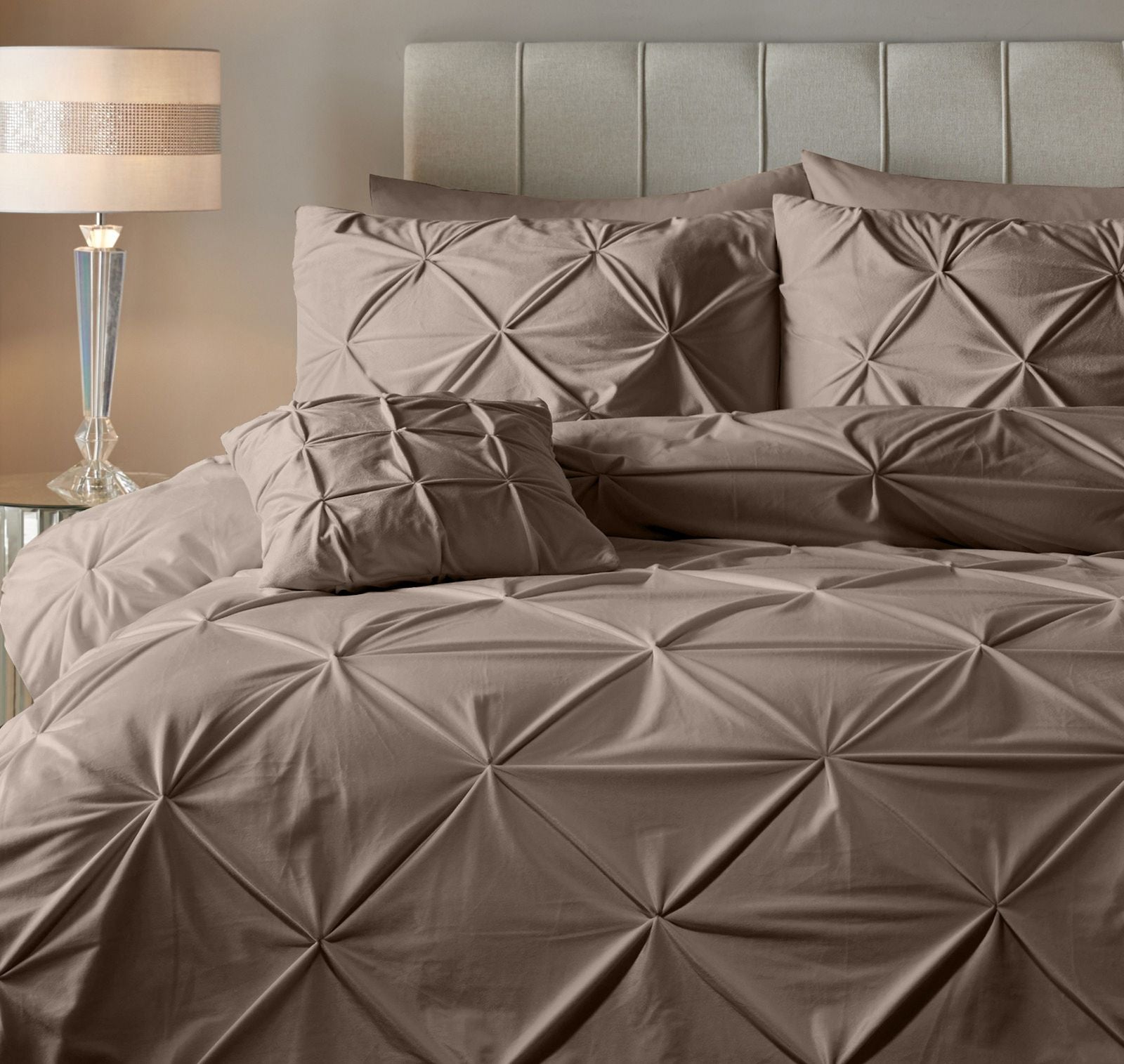 NordDream Velvet Pintuck pussilakana 200x220 taupe sametti
