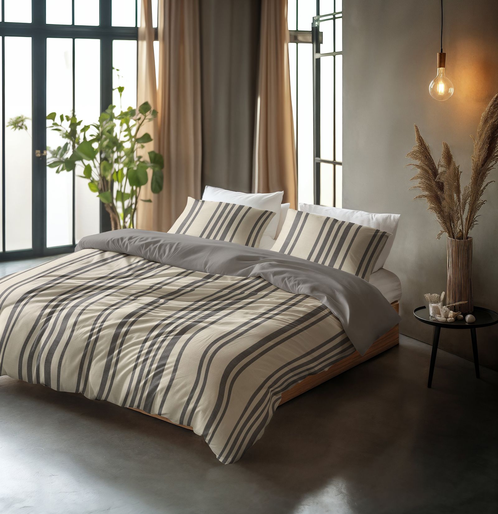 NordDream Pure Linear Linen pussilakana hiekka 2-osainen puuvilla