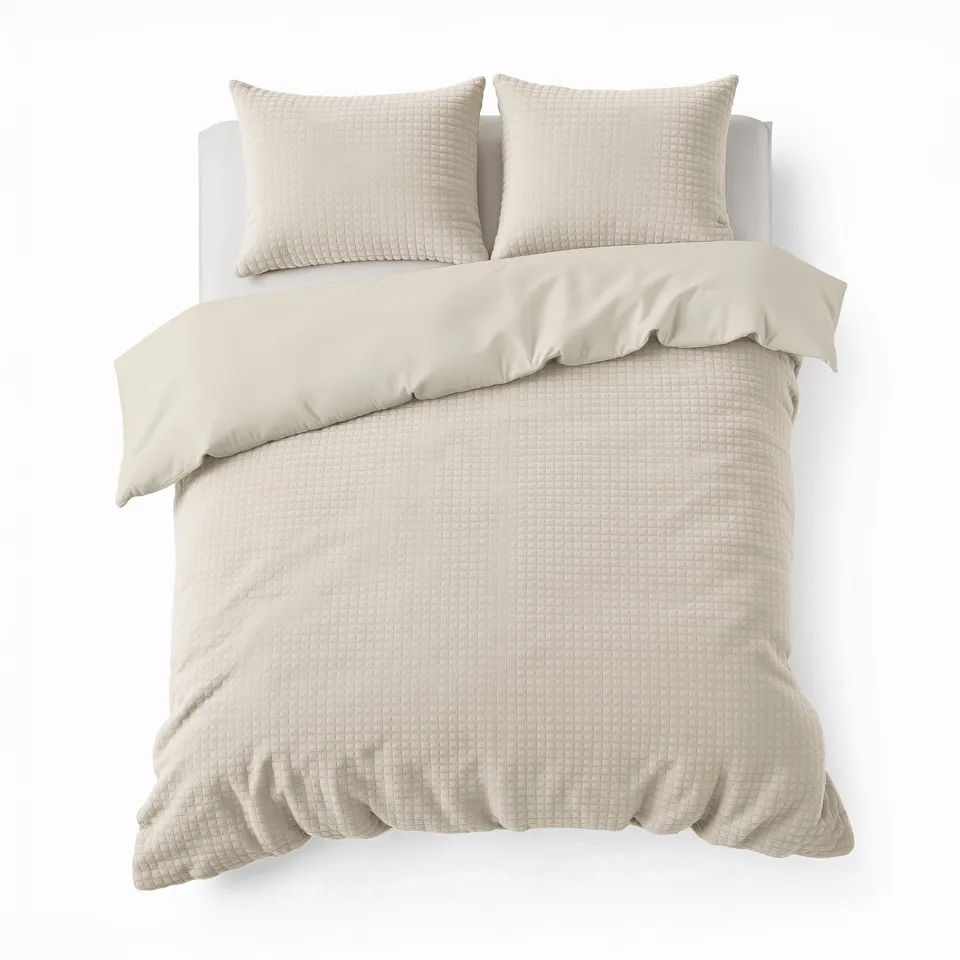 NordDream Teddy Check pussilakanasetti beige 140x200 lämmin