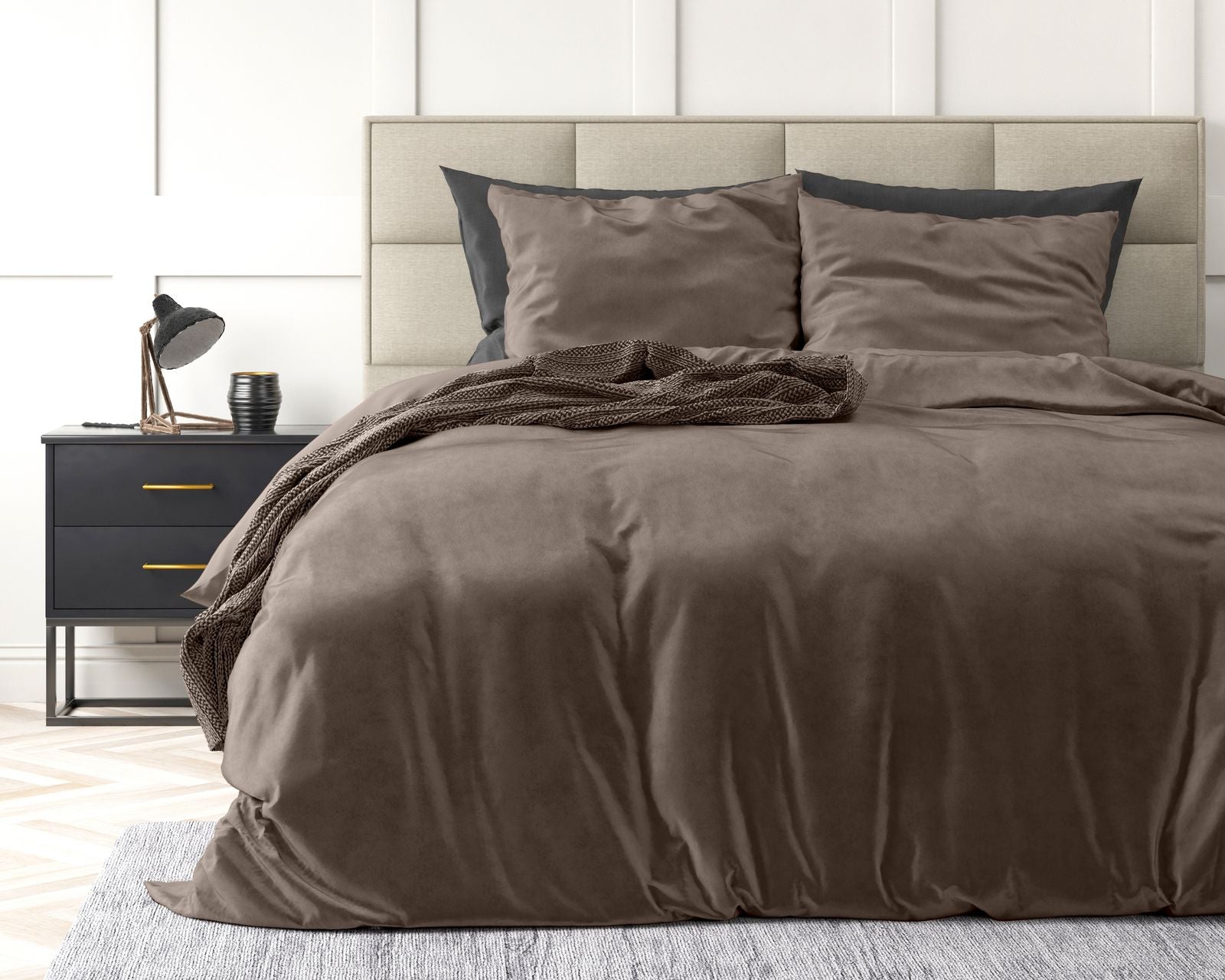 NordDream Velvet Uni pussilakana 140x220 taupe sametti