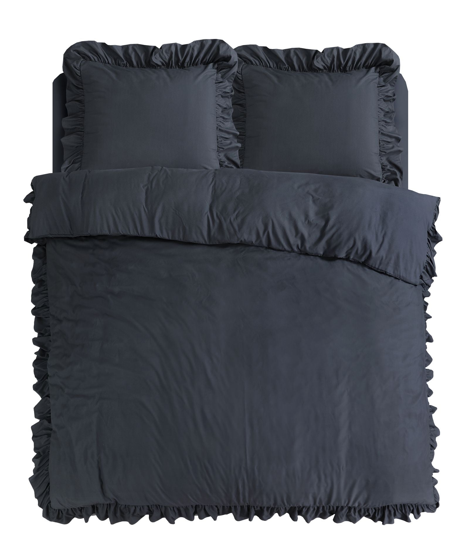 NordDream Fresh Ruffles pussilakana 200x200 antrasiitti kohokuvio