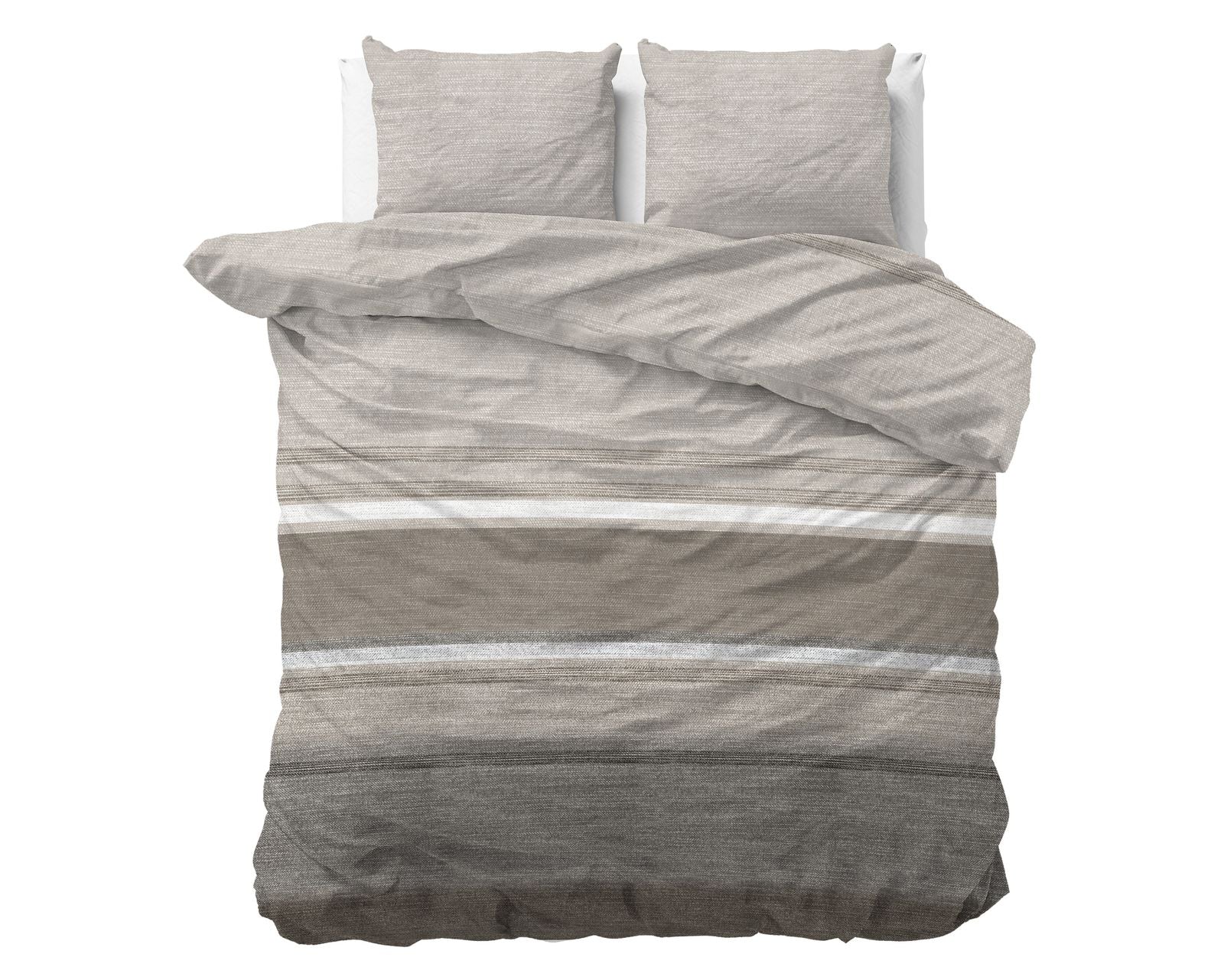 NordDream Flanel Stone Stripe pussilakanasetti taupe 200x220