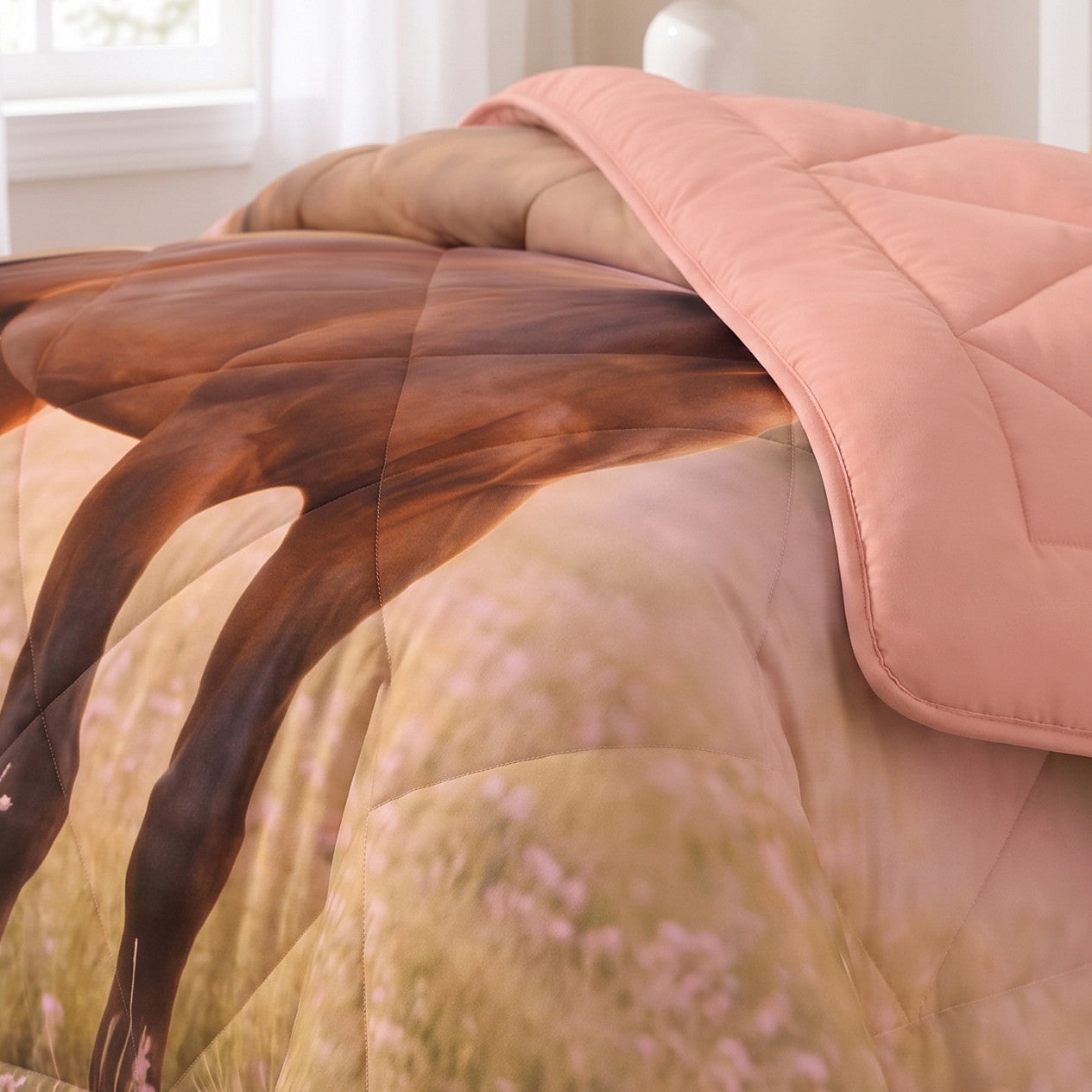 NordDream Lazy lastenpeitto hevonen roosa 140x200 pestävä