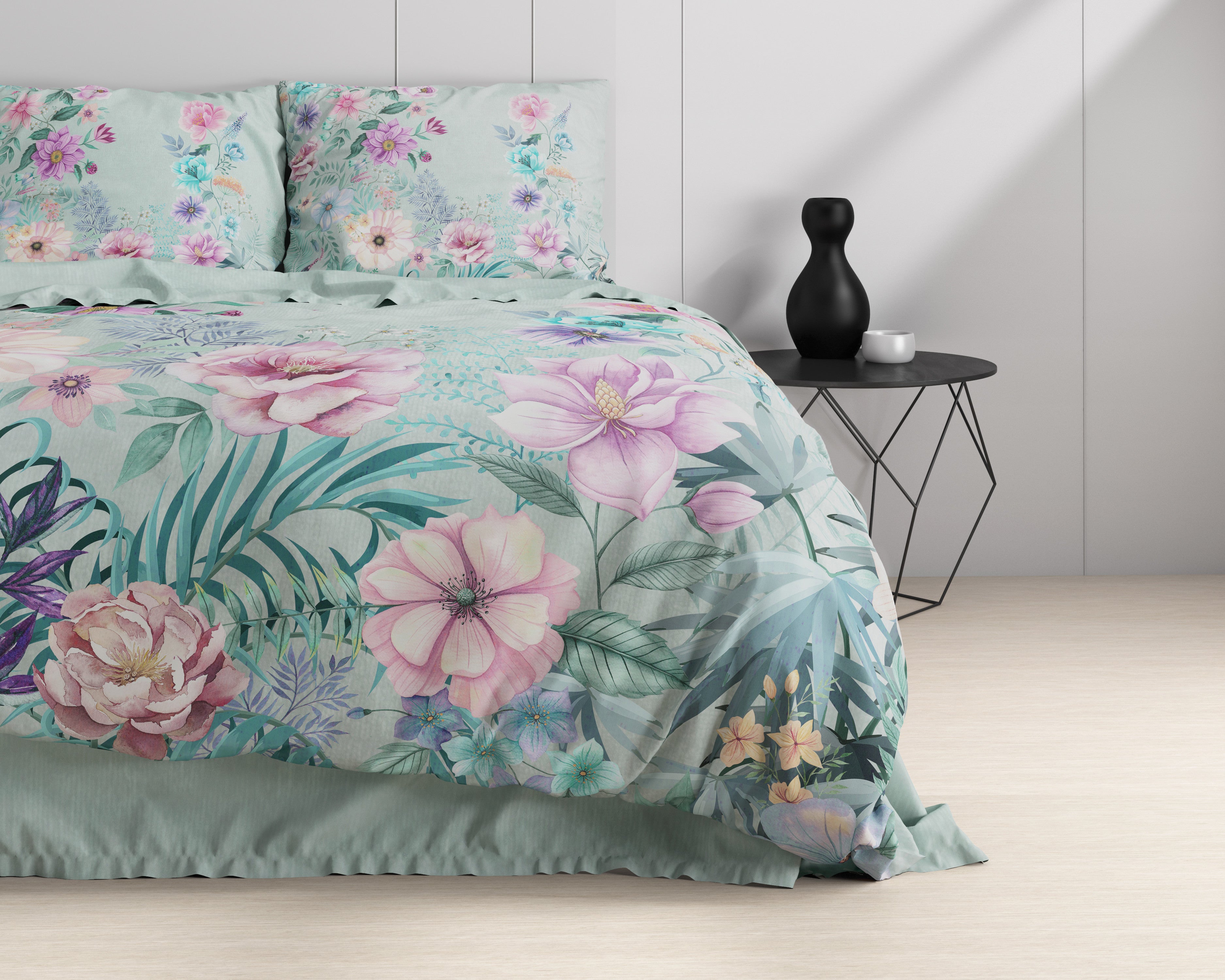 NordDream Nature Flore pussilakanasetti sininen 200x200 puuvilla