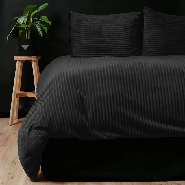 NordDream Teddy Rib pussilakana 240x200 musta