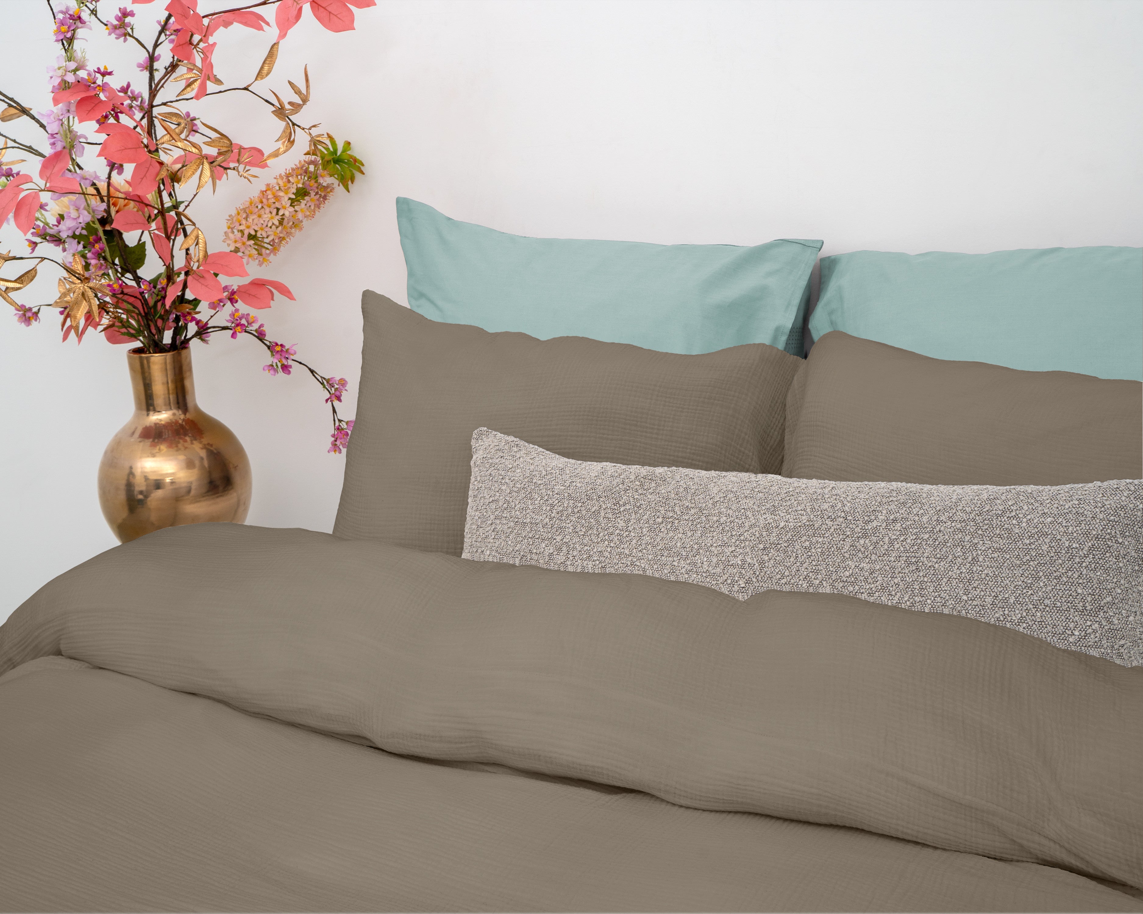 NordDream Mousseline perkaalipussilakana taupe 200x220/240