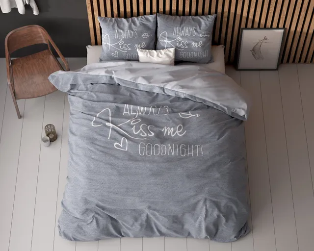 NordDream Essentials Kiss Me pussilakana 140x200/220 sininen