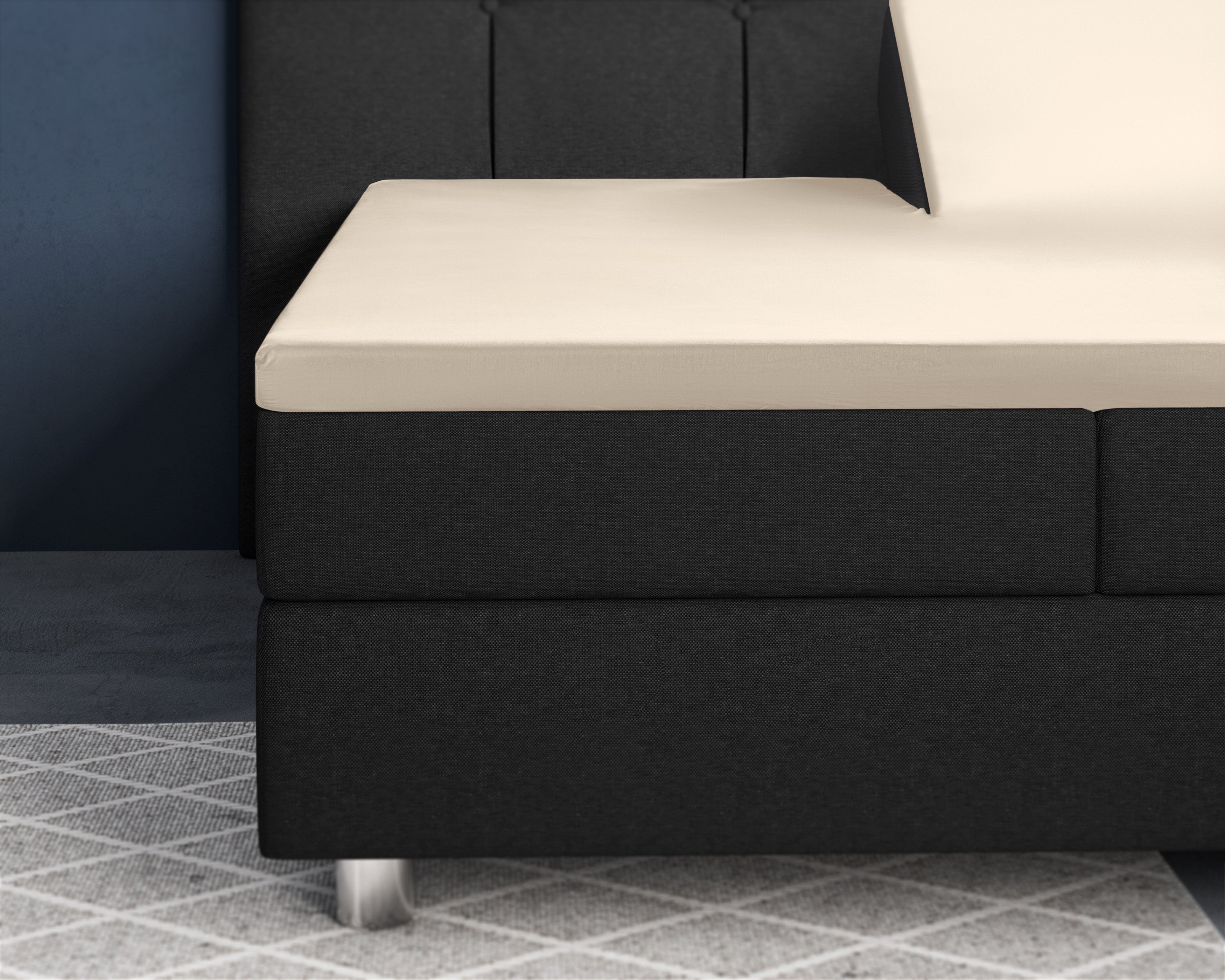 NordSleeps NordDream Splittopper Satiini aluslakana hiekka 180x200 sileä